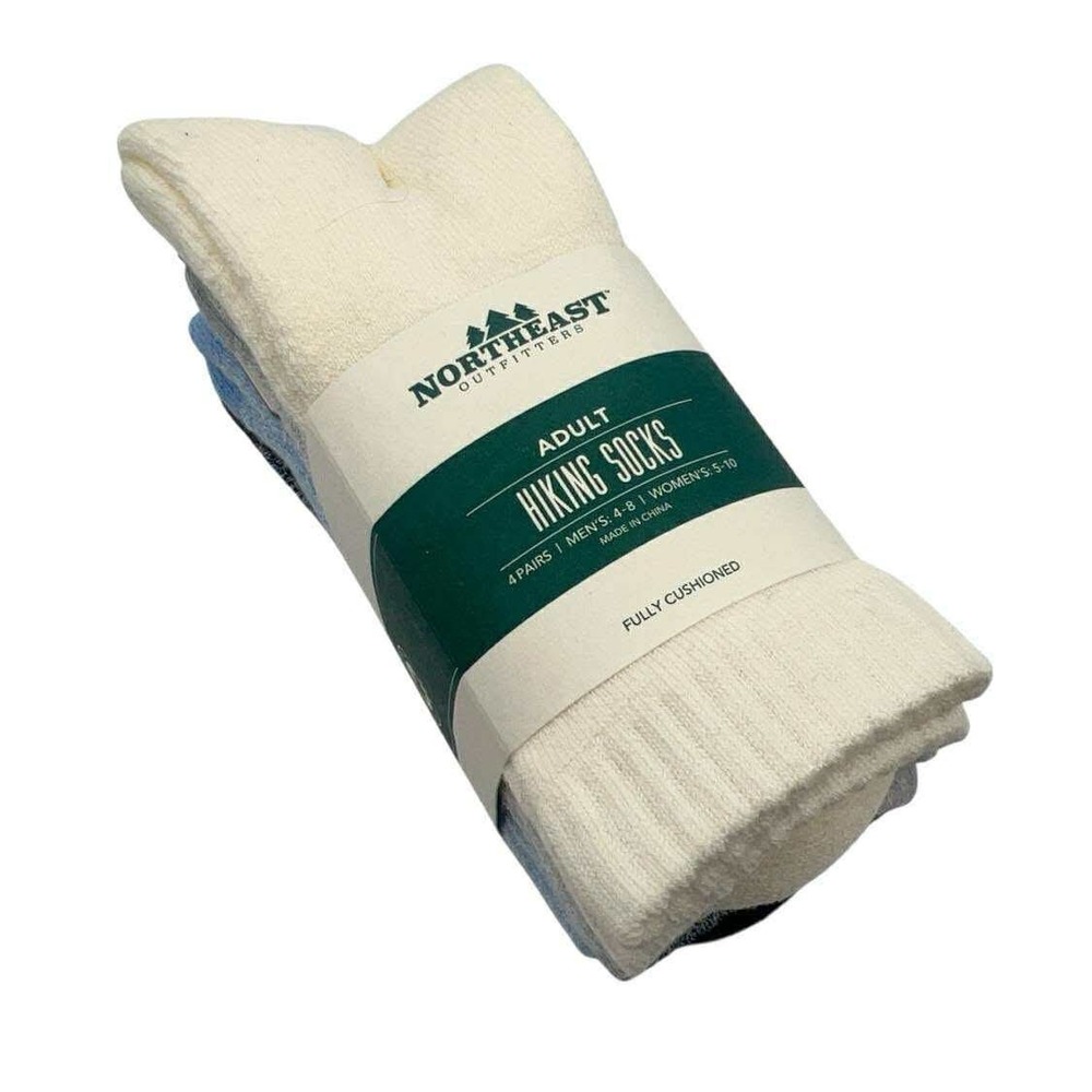 Northeast Outfitters Adult Hiking Socks 4 Pair Cream Blue Medium Cushioned‎